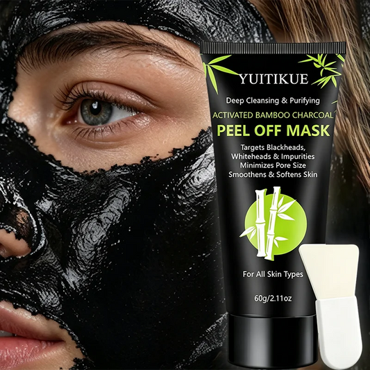 Activated Bamboo Charcoal Peel Off Mask Deep Purify Clear Blackhead Minimize Pore Facial Cleansing Mask With Applicator Spatula