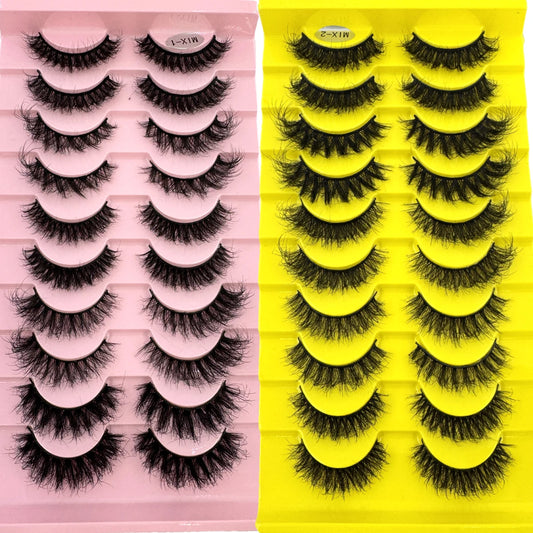 HBZGTLAD 10Pairs Mix Cat Eye Lashes Fluffy Faux Mink Lashes 8D Wispy Lashes Pack Dramatic Long Thick Volume Make-up False Eyelas