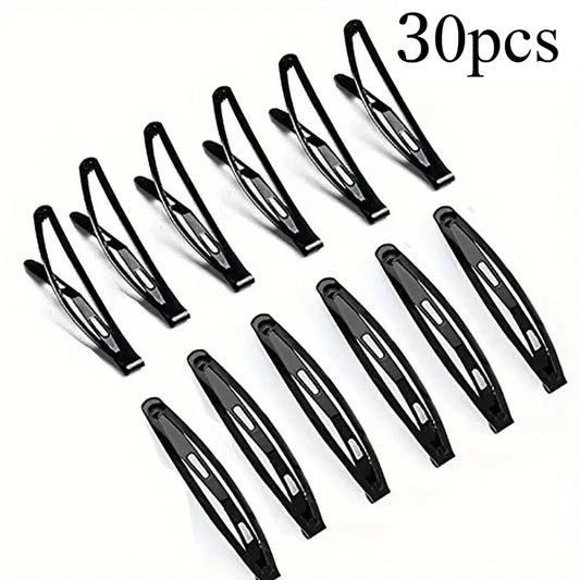 10/20/30 pieces of black alloy rectangular hair clips, designed to secure hair without damaging it. Perfect for daily use.