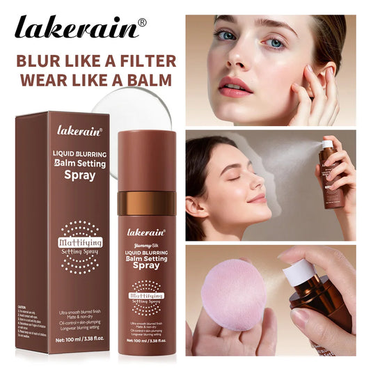 Lakerain Liquid Blurring Balm Setting Spray Long Lasting Moisturizing Repairing Oil Control Matte Blurred Finish Setting Spray