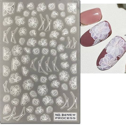 3d Nail Art Decals New Ultrathin Purple Florals Lavenders Flowers Adhesive Sliders Nail Stickers Decoration For Manicure