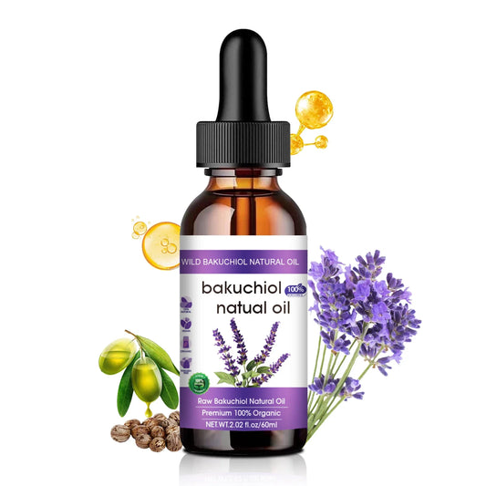 Bakuchiol Anti-Aging Face Oil 60ml - Natural Retinol Alternative with Lavender, Promotes Glowing, Youthful-Looking Skin.