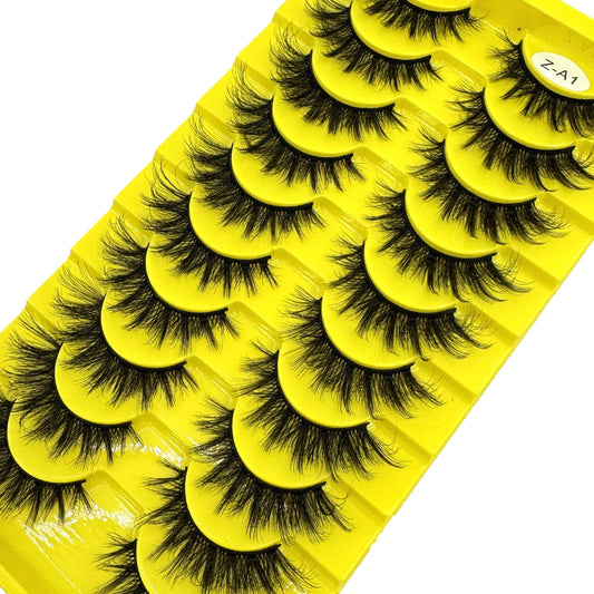 HBZGTLAD 10Pairs Mix Cat Eye Lashes Fluffy Faux Mink Lashes 8D Wispy Lashes Pack Dramatic Long Thick Volume Make-up False Eyelas