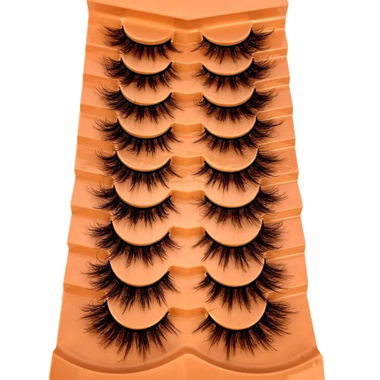 2024 New 9 Pairs Cat Eye Lashes Fluffy Faux Mink Lashes 8D Wispy Lashes Pack Dramatic Long Thick Volume Eyelashes False Eyelas