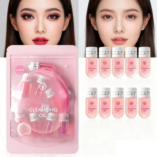 YOUNG VISION 5pcs/10pcs Cleansing oil Rose Flower Makeup Remover Oil Mild Non-irritating Pore Cleansing Makeup Remover Set