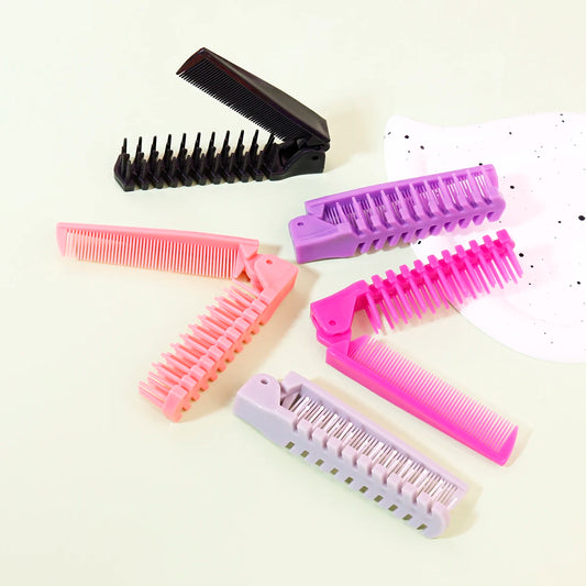 Portable travel folding comb brush anti-static styling massage comb professional hair styling tool Special for real hair wigs