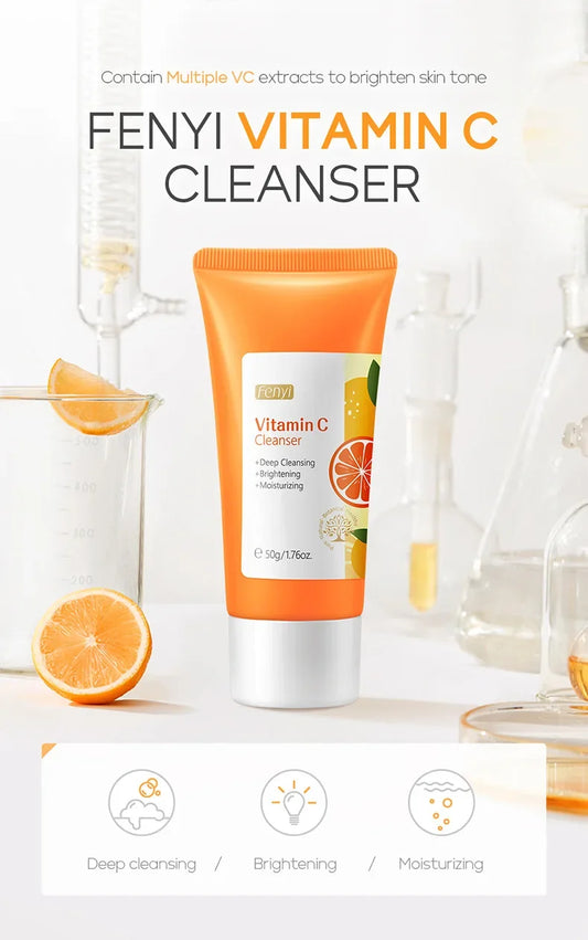 Japanese Cherry Blossom or Vitamin C Facial Cleanser Skin Cleansing Moisturizing Blackhead Remove Skincare Face Wash Foam Face