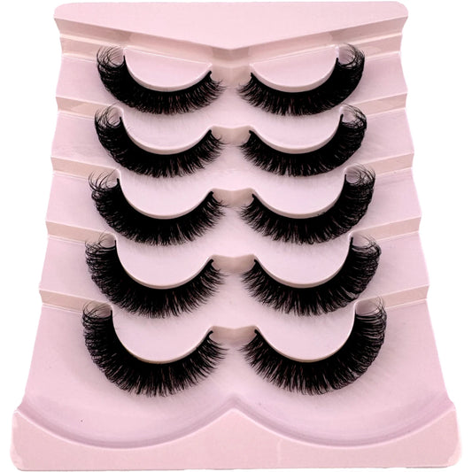 NEW 5 Pairs Cat Eye Lashes Fluffy Faux Mink Lashes 8D Wispy Lashes Pack Dramatic Long Thick Volume Eyelashes False Eyelas