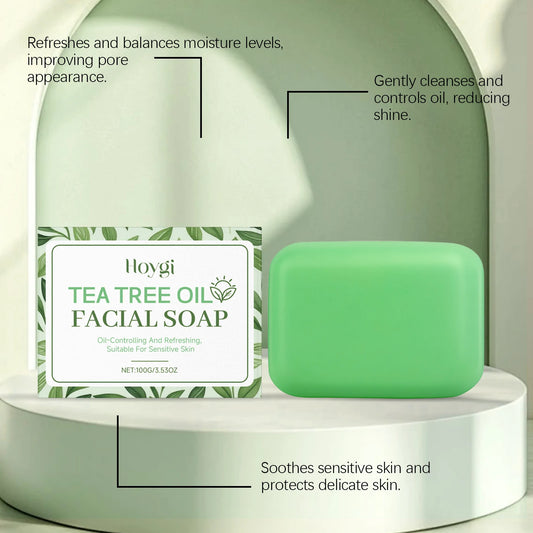 HOYGI Tea Tree Oil Soap Moisturizing Exfoliate Relieve Cleansing Soap Facial Cleansing Oil Control Moisturize Face Wash Skincare