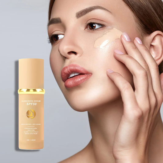 Sunscreen Liquid Foundation Waterproof Sweatproof Concealer Skin Tone Natural Matte Finish Pores Blur Long Lasting Lightweight