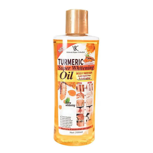 Turmeric Super Whitening Oil 200ml | Anti-Dark Spots & Anti-Aging Body Repair Essential Oil with Wheat Germ & Sweet Almond Oil