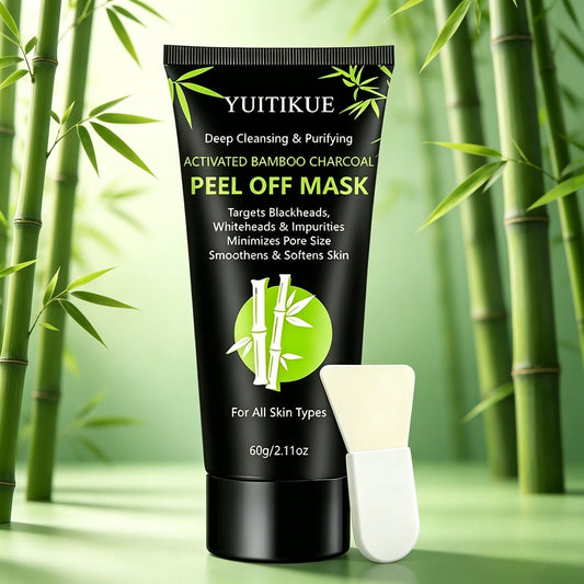Activated Bamboo Charcoal Peel Off Mask Deep Purify Clear Blackhead Minimize Pore Facial Cleansing Mask With Applicator Spatula