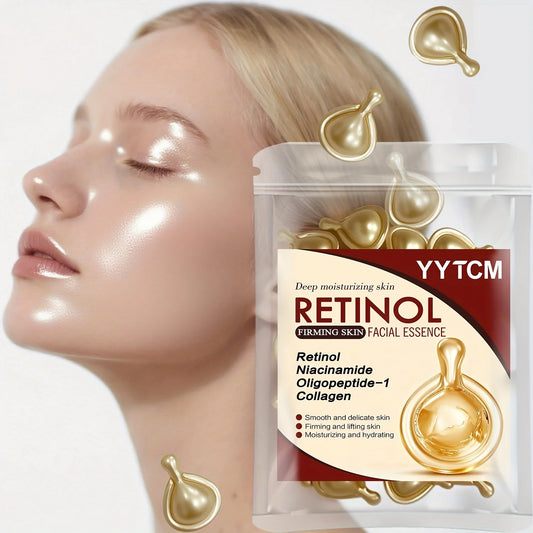 Retinol Firming Facial Moisturizing Essence Capsules, Retinol Facial Essence, Contains Hydrolyzed Collagen, Niacinamide, Deep Moisturizing (0.5Gx30 Capsules)/Bag-1 Bag
