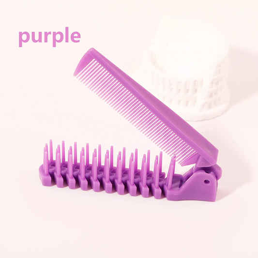 Portable travel folding comb brush anti-static styling massage comb professional hair styling tool Special for real hair wigs
