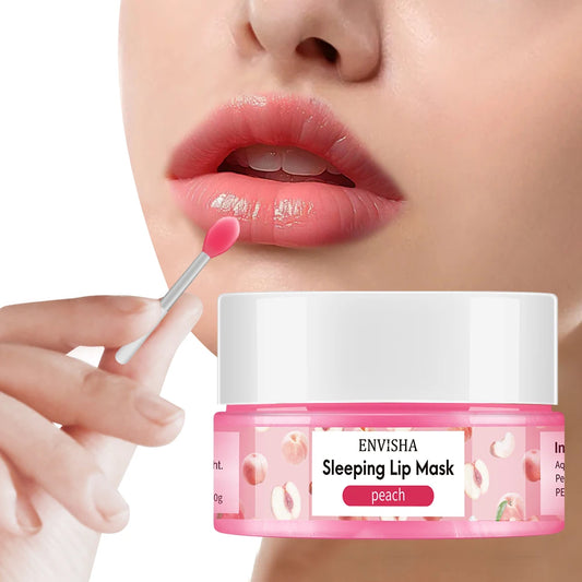 ENVISHA Peach Lip Sleep Mask Night Sleeping Maintenance Moisturizing Fade Lines Nourishing Balm Skin Care Beauty Health 20g