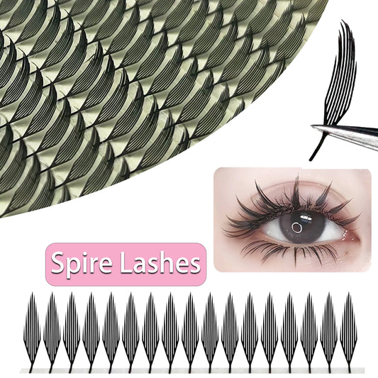 Anime Spire Eyelash Extension Feather Shape C/D Curl Premade Fans Tower Lashes Soft Lightweight Manga Effect False Lashes Makeup