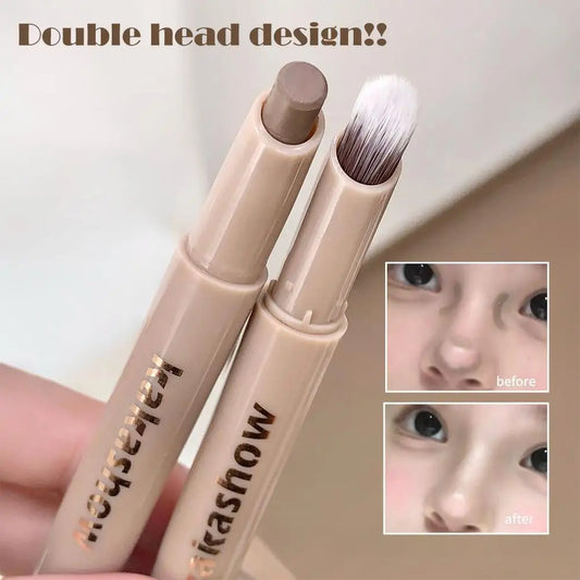 3D Contouring Pen Long Lasting Waterproof Matte Bronzer Stick Nose Shadow Contour Pen With Brush Facial Contour Stick Makeup