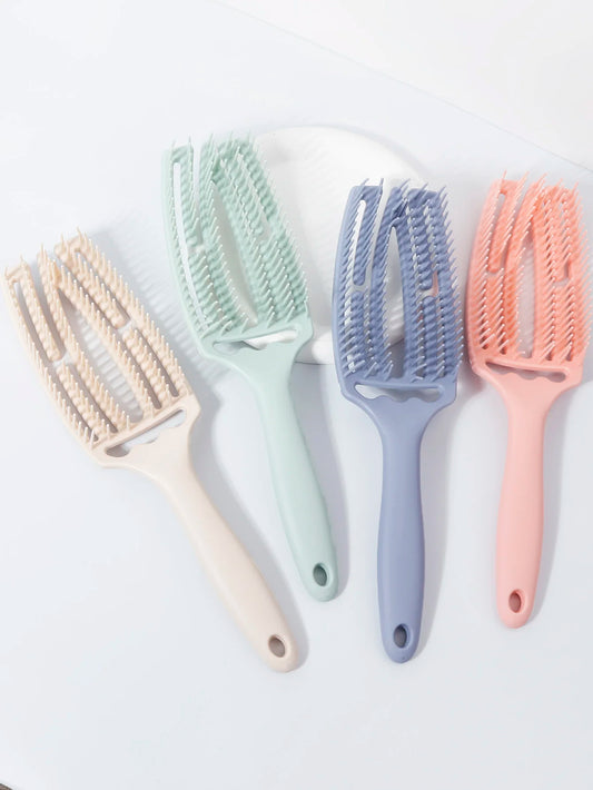 Hollow Elastic Exfoliating Comb Brush Nylon Women's Massage Comb Curly Hair Salon Styling Tool, Special for Real Hair Wigs