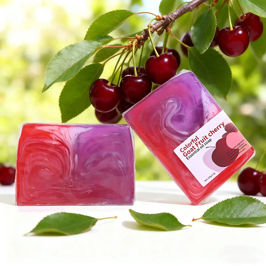 Fruit Cherry Organic Handmade Soap Natural Cherry Essence Nourishes Skin Moisturizing Cleansing Whitening Soap