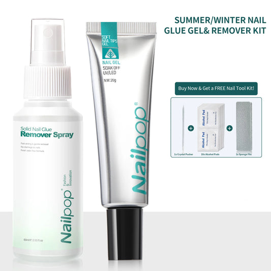 Nailpop 60ml Nail Remover Spray For Press On Nails False Nail Tips Type UV Soak Off Solid Adhesive Fake Nail Removing Nail Art