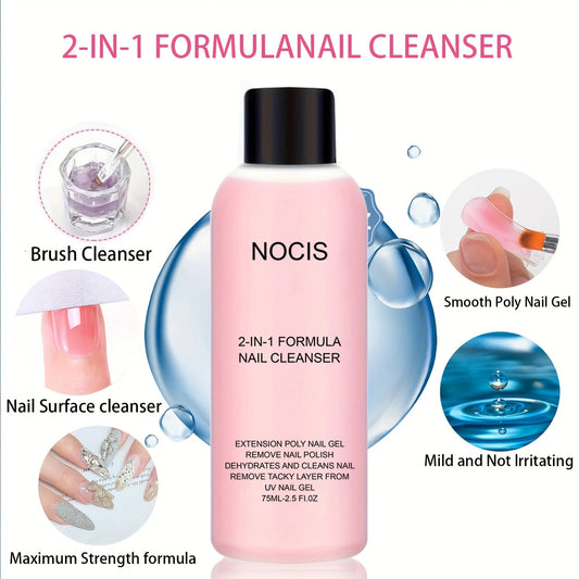 2in 1 Gel Cleanser for Nails & Polish Remover, Professional Slip Solution for Poly Gel Nails for & LED Gel, Anti-Stick Formula,