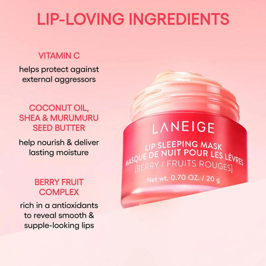 Laneige Lip Sleeping Mask 20g,Long-Lasting Hydration,Gel-Cream Texture,Nighttime Lip Care,Korean Skincare,Korean Makeup