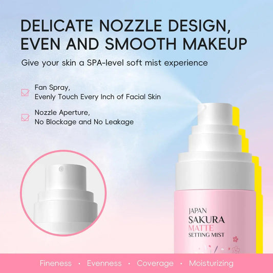Matte Finish Makeup Setting Spray Oil Control Long Lasting 80ml Japan Sakura Moisturizing Face Primer Non Sticky