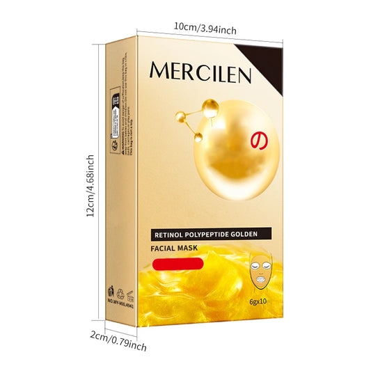 Mercilen Retinol Peptide Peel-Off Mask 6Gx10 Pack, Contains Retinol, Hyaluronic Acid for Deep Cleansing, Moisturizing, Firming, and Brightening, Making Skin Look Younger, Suitable for All Skin Types, a Travel Essential.