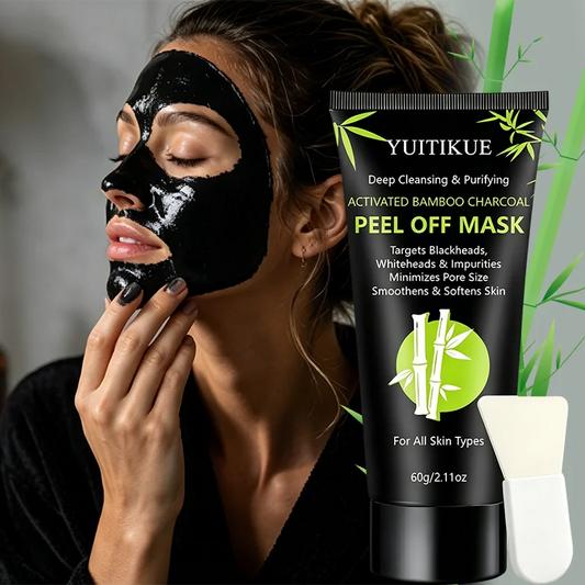 Activated Bamboo Charcoal Peel Off Mask Deep Purify Clear Blackhead Minimize Pore Facial Cleansing Mask With Applicator Spatula