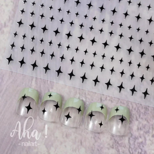Adhesive stickers with European and American style cross snake black and white wave dot hot silver line letter nail stickers