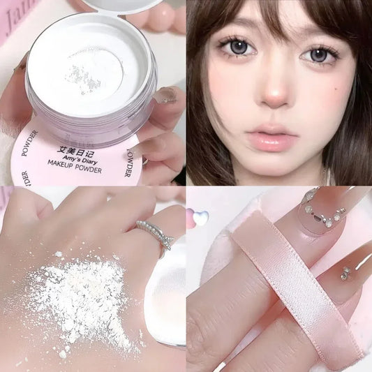Air Setting Loose Powder Transparent White Long Lasting Matte Finish Makeup Oil Control Coverage Face Powder Cosmetics With Puff
