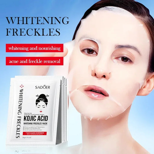 5pcs SADOER Kojic Acid Face Mask Moisturizing Brightening Hydrating Facial Masks Face Sheet Masks Beauty Face Skin Care Products