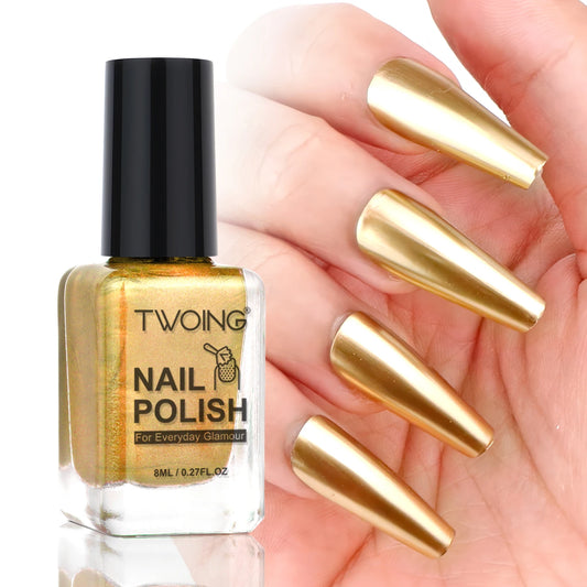 8ml Gold Metallic Nail Polish Bright Metal Mirror Nail Lacquer, Lasting, High Shine, Manicure Nail Lacquers Quick-Dry Manicure A