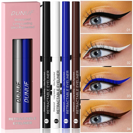 4 Pcs/set Retractable Eyeliner Durable Waterproof Eyeliner Pencil Non-smudging Soft Easy to Operate Sweat