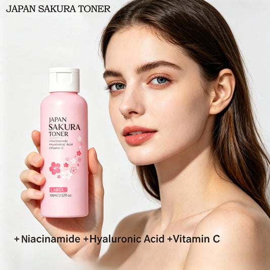 LAIKOU Japan Sakura Toner with Niacinamide Hyaluronic Acid Vitamin C 100ml - Moisturizing Refreshing Gentle