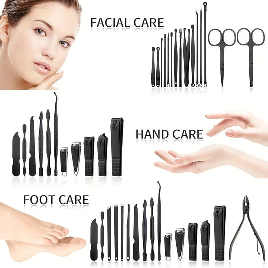 32pcs Manicure Tool Set, Cuticle Nippers And Cutter Kit, Professional Nail Clippers Pedicure Kit, Nail Art Tools