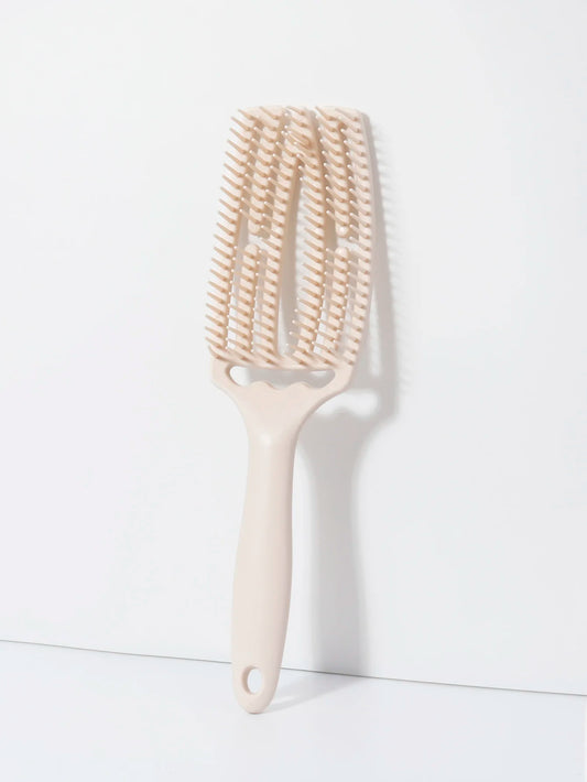 Hollow Elastic Exfoliating Comb Brush Nylon Women's Massage Comb Curly Hair Salon Styling Tool, Special for Real Hair Wigs