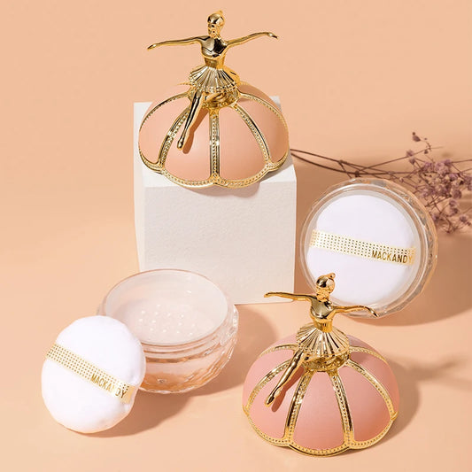 MackAndy Air-Feel Long-lasting Ballet Setting Powder, Oil-control, Waterproof, Invisible Pore Loose Powder Valentine's Day Gift