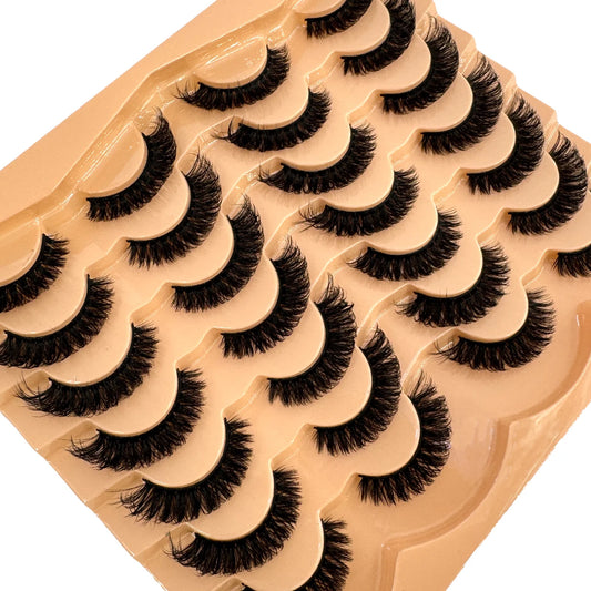AMSDCN 14 Pairs 3D Lashes Fluffy False Eyelashes Thick Volume Cat-Eye Faux Lashes Natural Long Wispy Lashes extension Pack