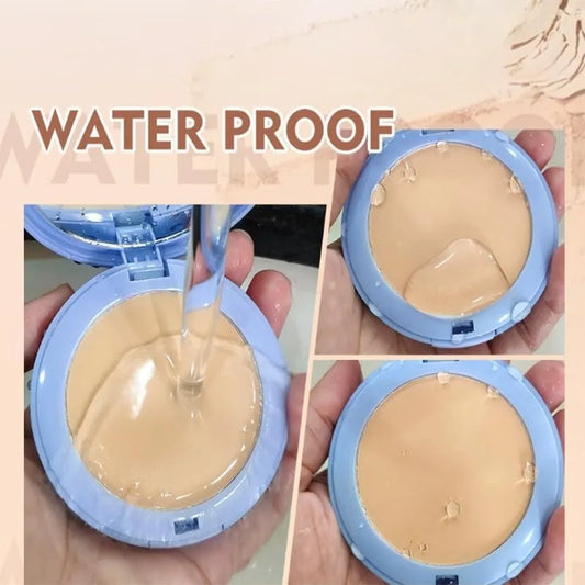 OUHOE Setting Makeup Pressed Powder Waterproof Oil Control Concealer Full Coverage Lasting Brighten Skin Tone Makeup