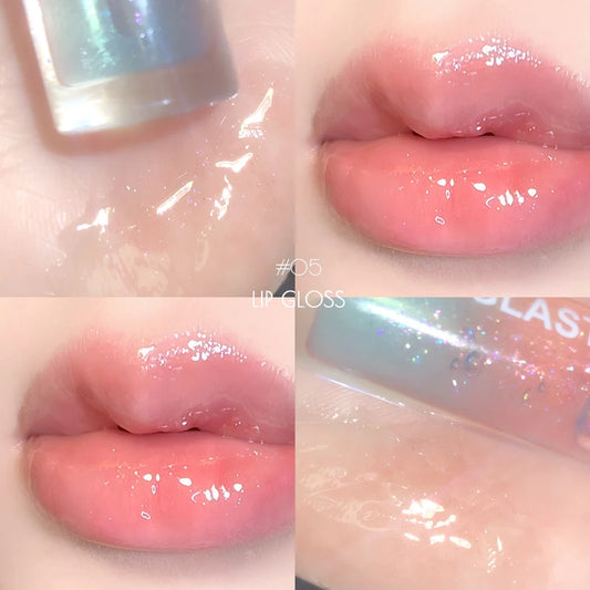 6 Color Mirror Lip Glaze Water Transparent Jelly Gloss Water Light Bright And Durable Natural Moisturizing