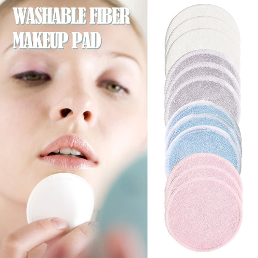 Reusable Bamboo Makeup Remover Pads Cotton 12pcs/Pack Microfiber Washable Rounds Cleansing Facial Tools Make Up Removal Pad