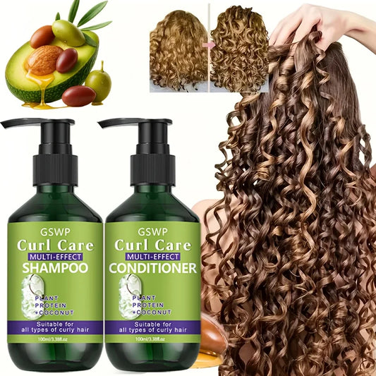 GSWP Curly Hair Care Shampoo and Conditioner Set, Is Moisturizing Properties and Deeply Nourishes and Cares for Curly Hair.200ml
