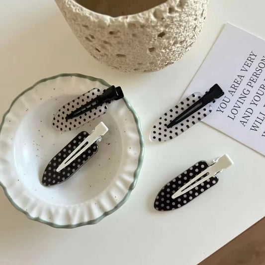 Black White Polka Dot Acrylic Hair Clips Minimalist Secure Hold Suitable for Daily Wear Party Outfits Hairpin Accessories