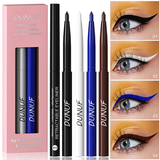 4 Pcs/set Retractable Eyeliner Durable Waterproof Eyeliner Pencil Non-smudging Soft Easy to Operate Sweat