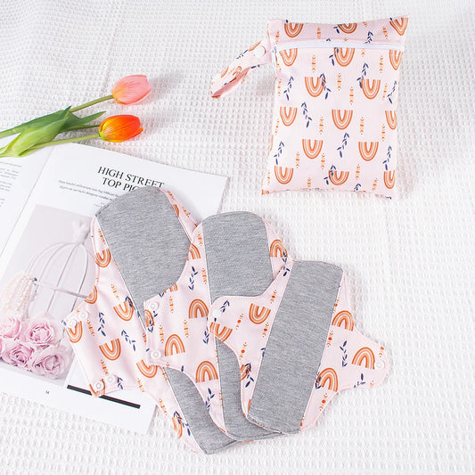 4pcs/Pack Washable Panty Liners Incontinence Urinary Leakage Pads Reusable Menstrual Pads Including 1pc Mini Wet Bag