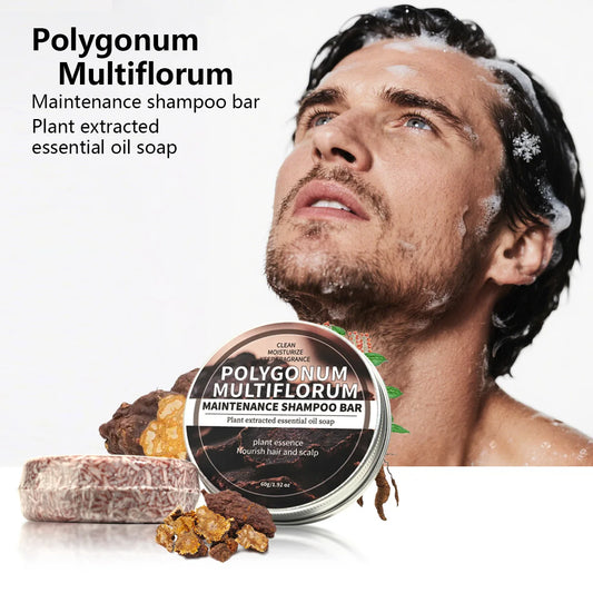 Polygonum Multiflorum Herbal Shampoo Soap Bar, Plant Hair Care Essential Oil Soap, Dark Nourishing Shampoo Soap, Deep Cleansing