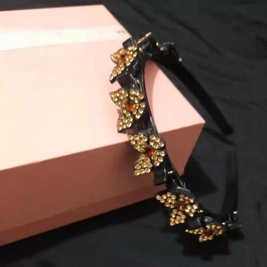 Elegant Hair Bands with Clips Shiny Sweet Rhinestone Bangs Clip Headband Hair Weaving Tool Headwear Women Butterfly Hair Hoop