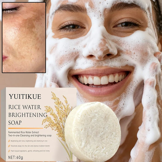 Rice Water Brightening Soap 60g - Moisturizing Deep Cleansing, Safe & Gentle for Sensitive Skin, for Face & All Body