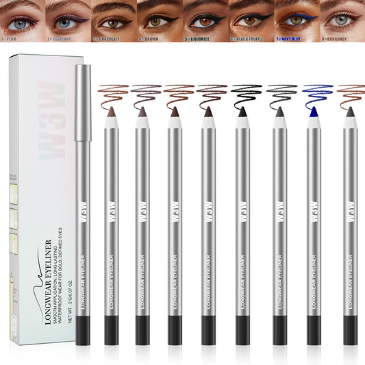 8 Colors Matte Eyeliner Gel Pencil, Ultra-fine Easy Coloring, Waterproof Sweatproof Smudge-proof, With Free Sharpener